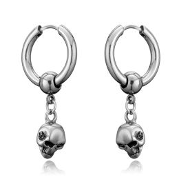 Earrings New Vintage Skull Earrings for Women Goth Hoop Earrings Men Party Jewellery Aretes De Mujer Punk Piercing Stainless Steel Earrings