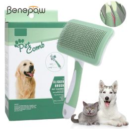 Combs Benepaw Self Cleaning Dog Brush Skinfriendly Cat Pet Grooming Comb Kitten Puppy Remove Loose Fur Undercoat For Long Short Hair