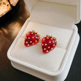 Stud Earrings 1Pair Fashion Personality Three-dimensional Strawberry Women Sweet Trend Design Fruit Girls Party Jewelry