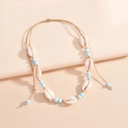 Necklaces Bohemian Handmade Beach Natural Shell Choker Necklace for Women Rope Chain Beads Seashell Necklace Summer Choker Collar