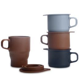 Coffee Mug With Straw Silicone Folding Water Cups BPA FREE Food Grade Collapsible Tea Cup Travel Foldable Coffee Cup 240420