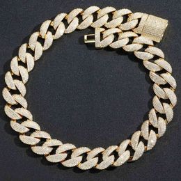 hip hop necklace 22mm wide bubble cuban chain 3Rows diamond heavy Industry trend dominant full Diamond zircon nen's necklace