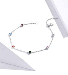 21 5cm anklet 925 Sterling Silver Romantic Small round zircon Charm Anklet For Women S925 Ankle Bracelet Adjustable Length 21101822359956