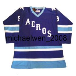 Kob Weng custom hockey jersey size XXS S-XXXL 4XL XXXXL 5XL 6XL Houston Aeros Customized Jersey WHA World Hockey Association