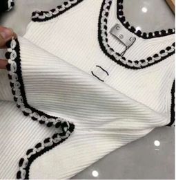 Anagram-embroidered Women Tanks Camis cotton-blend tank tops Two C letters Designer Skirts Yoga Suit CHANNEL Dress bra Vest Ladies solid Vintage T Shirt Femme 3456