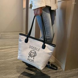 Shopping Bags Doodle Mom Printed Canvas Bag Tote Shoulder Dog Gifts Customised