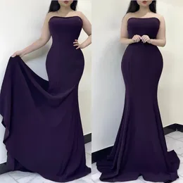 Party Dresses Elegant Long Muslim Navy Blue Satin Evening Mermaid Sweep Train Abendkleid Formal Gown For Women