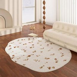 Carpets Retro French Irregular Shape Carpet For Living Room Cream Style Bedroom Bedside Rug Sofa Coffee Table Anti Slip Floor Mat