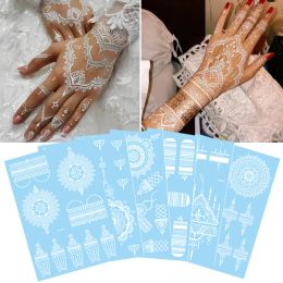 Tattoos White Lace Jewelry Temporary Tattoo Sticker Waterproof Indian Henna Tattoo Body Art Tattoo Sticker Bride Wedding Lace Flower