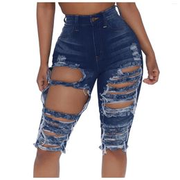 Women's Jeans Hyuna Style Jean Ladies Perforated Leg High Waisted Pencil Pants American Street Ripped Skinny Straight Tube Elasticity