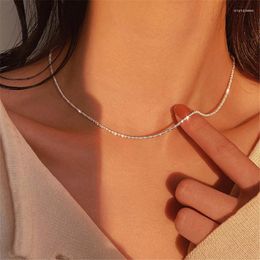 Chains Sier Gold Color Sparkling Stacking Clavicle Chain Choker Necklace For Women Fine Jewelry Wedding Party Birthday Gift
