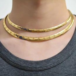 Necklaces 6/8MM Wide Women Men Stainless Steel Necklace Snake Chain Gold Colour Plated Choker Cross Shape Collar for Ladies Girl Jewel Gift