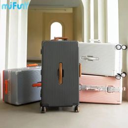 Luggage Mifuny Wide Tie Rod Aluminum Frame Travel Suitcases Female PC Trolley Male Large Capacity Business Rolling Luggage Boarding Box