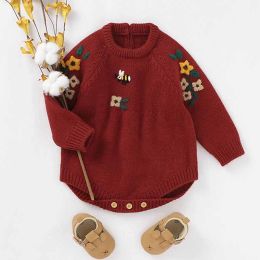 One-Pieces Baby Bodysuits Newborn Infant Kids Girl Body Suits Clothes Sweater Handmade Embroidery Autumn Knit Toddler Jumpsuits Onepiece