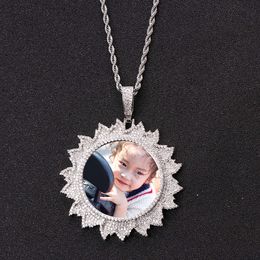 2022 Popular Creative DIY Memory Picture Frame Pendant for Men and Women Hip Hop Medal Solid Zircon Necklace Gift