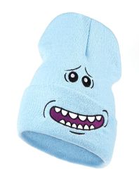 Mr Meeseeks Knitted Hats Winter Anime Caps Warm Cartoon Loveliness Beanie Outdoor Sport Skiing knit Hats Skullie6244665