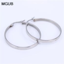 Earrings MGUB silver Colour 40mm 50mm 60mm flat 2.5mm width 316L stainless steel earrings Original Image Exquisite Making wholesale LH456
