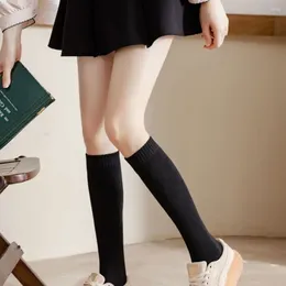 Women Socks Breathable Simple Hosiery Street Style Cotton Solid Colour Thicken Calf Korean High-tube Stockings