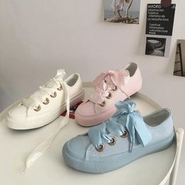 Casual Shoes Summer Women's Pink Canvas Kawaii Lolita Flats Female Sports Sneakers Girl Student Vulcanize Tennis Footwear Blue Low Top