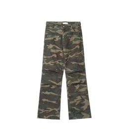 American retro loose straight camo pants Men's and women's fashion brand overalls Men's Spring and autumn pants men's Zpockets pants