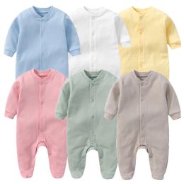 One-Pieces Newborn Baby Romper Cotton 2/3PCS Solid Colour Unisex Baby Girl Clothes Set Pyjamas ONeck Baby Boy Clothes Full Sleeve Autumn