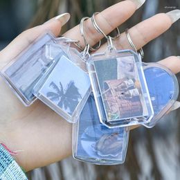 Keychains 3pcs Blank Po Keychain Acrylic Transparent Picture Insert Frame Rectangle Heart Keyrings With Split Ring DIY Key Chain Gifts