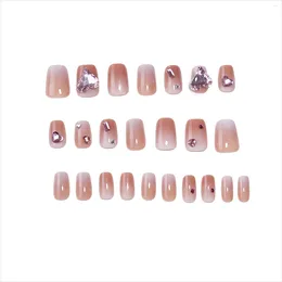 False Nails Gradient Pink Short Square Nail Full Coverage Artificial Manicure Art For Salon Expert And Naive Women
