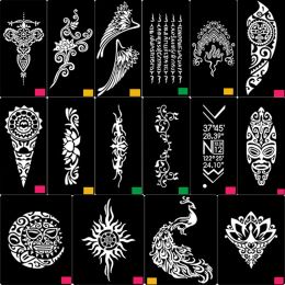 Tattoos 24 Style Reusable Sticker Tattoo Stencils Body Painting Template Airbrush Glitter Big Size Tattoo Stencil