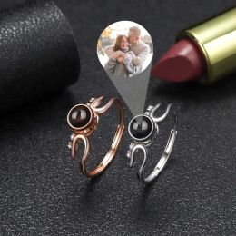 Rings Custom Photo Ring Personalised Projection Photo Simple Trend Rings for Women Man Couple Party Wedding Gifts New Jewellery