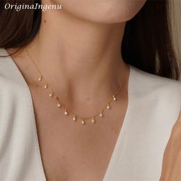 14K Gold Filled Natural Pearl Necklace Gold Choker Handmade Pendants Collier Femme Kolye Collares Boho Pearl Jewelry for Women 240412