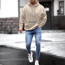 Men's Hoodies Fashion Hoodie Casual Pullover Sweatshirt Top Solid Color