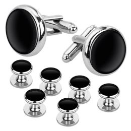 Links Cufflinks and Studs Set for Tuxedo Shirts Business Wedding 2 Cufflinks and 6 Studs