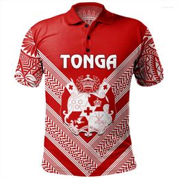 Men's Polos Hawaiian Tonga Pattern Polo Shirt For Men 3D Printed Polynesian Shirts Casual Loose Street Button Tees Summer Short Sleeves