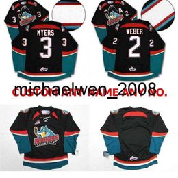 Kob Weng Mens Womens Kids WHL Kelowna Rockets 2 Shea Weber 3 Myers Embroidery Custom Any Name No. Ice Hockey Jerseys Goalit Cut