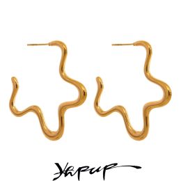 Earrings Yhpup 43mm Minimalist Stainless Steel Star Big Huggie Earrings Gold Silver Colour Prevent Allergy Charm Jewellery Women Gala Gift