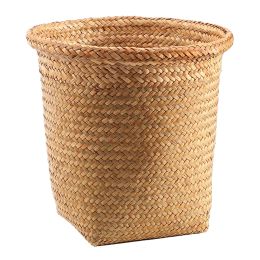 Baskets Simple Trash Basket Multifunctional Storage Woven Blankets Living Room Rattan Decorative Office Kids Mini Toys Wicker