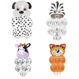 Party Decoration 1Set Jungle Animal Balloons Safari Latex Dog Tiger Zebra Cow Printed Birthday Baby Shower Supply