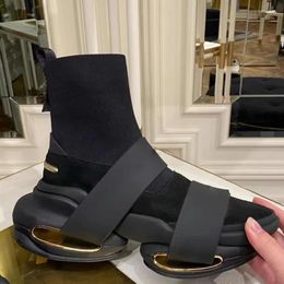 Boots Black Faux Suede Ankle Slip-On Strap Zapatos Para Mujeres Elastic Ladies Bota Feminina Chunky Heels Women Shoes 2024