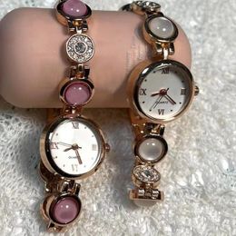 Wristwatches Luxury Lady Watches Hand Catenary Watch WithDiamond Pearl Jade Beautiful Girl Female Clock Quartz High Quality Casual