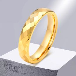 Bands Vnox 2mm/4mm Tungsten Ring for Women, Anti Scratch Metal Finger Band, Rhombus Geometric Cut Surface Wedding Band,Classic Jewellery