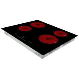 Newest Design Electric Cooktop, Radiant Cooktop 4 Burner Smoothtop Electric Cooktop 30" Built in Electric Stove Top, 240V