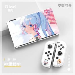 Cases Genshin Impact Kamisato Ayaka Funda Switch NS JoyCon Game Controller Shell Game Card Box Protective Cover Accessories with stand