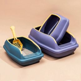 Boxes Cat Litter Box Large Capacity Semi Closed Plastic Sand Box For Cats Pet Toilet Anti Splash Cat Tray Cleaning Bath Basin Supplies