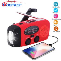 Radio Woopker E04 Upgrade Multifunction Radio Hand Crank Solar USB FM/ AM/ NOAA WB Weather Radios Emergency Flashlight Power Bank