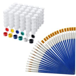 Sets 100 Pieces Kids Paint Brushes Set with 50 Strips Empty Paint Strips Paint Cup
