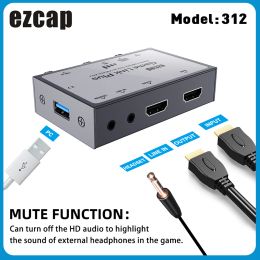 Cards Ezcap312 USB 2.0 Video Audio Capture Card 4K Video Capture Box Game Live Streaming Recorder Microphone Line Input Headset Output
