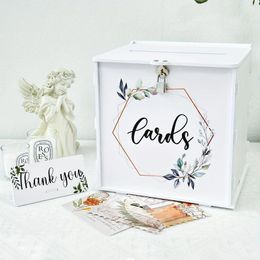 Party Supplies White Acrylic Wedding Card Box With Lock Envelope Money For Graduation Birthday Baby Shower Decorations
