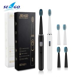 Heads Electric Toothbrush Rechargeable USB Charging Adult with Timer Teeth Whitening with 4 Modes Healthy Gifts