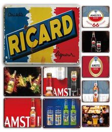 2021 Antique Ricard Beer Poster Iron Painting Retro Basement Tiki Shabby Chic Cocktail Plaque Irish Pub Cafeteria Man Cave Bar Art8346462