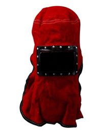 Leather Electric welding Face mask Protect mask red012349654632